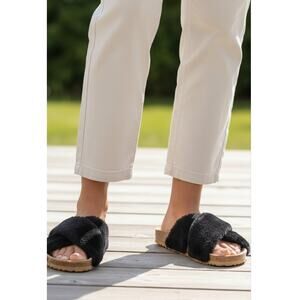 New Vince Camuto Mayberla Cozy Cross Band Slide Sandal Women's size 7